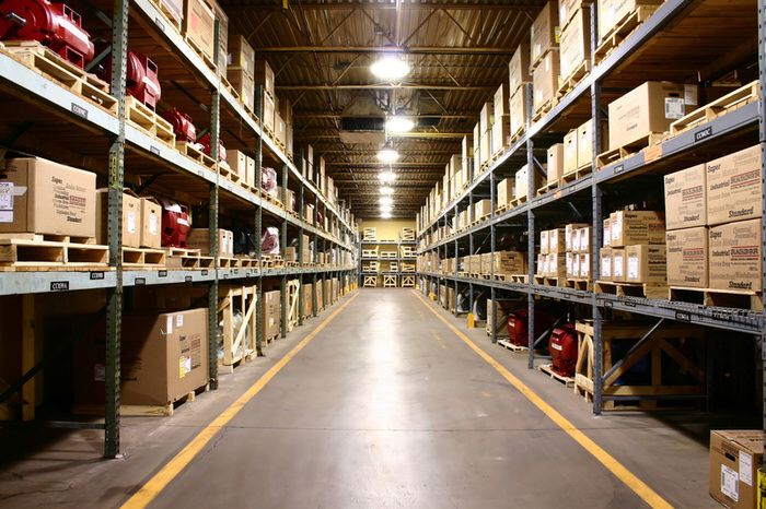 Warehouse aisle and inventory area for logistics security planning